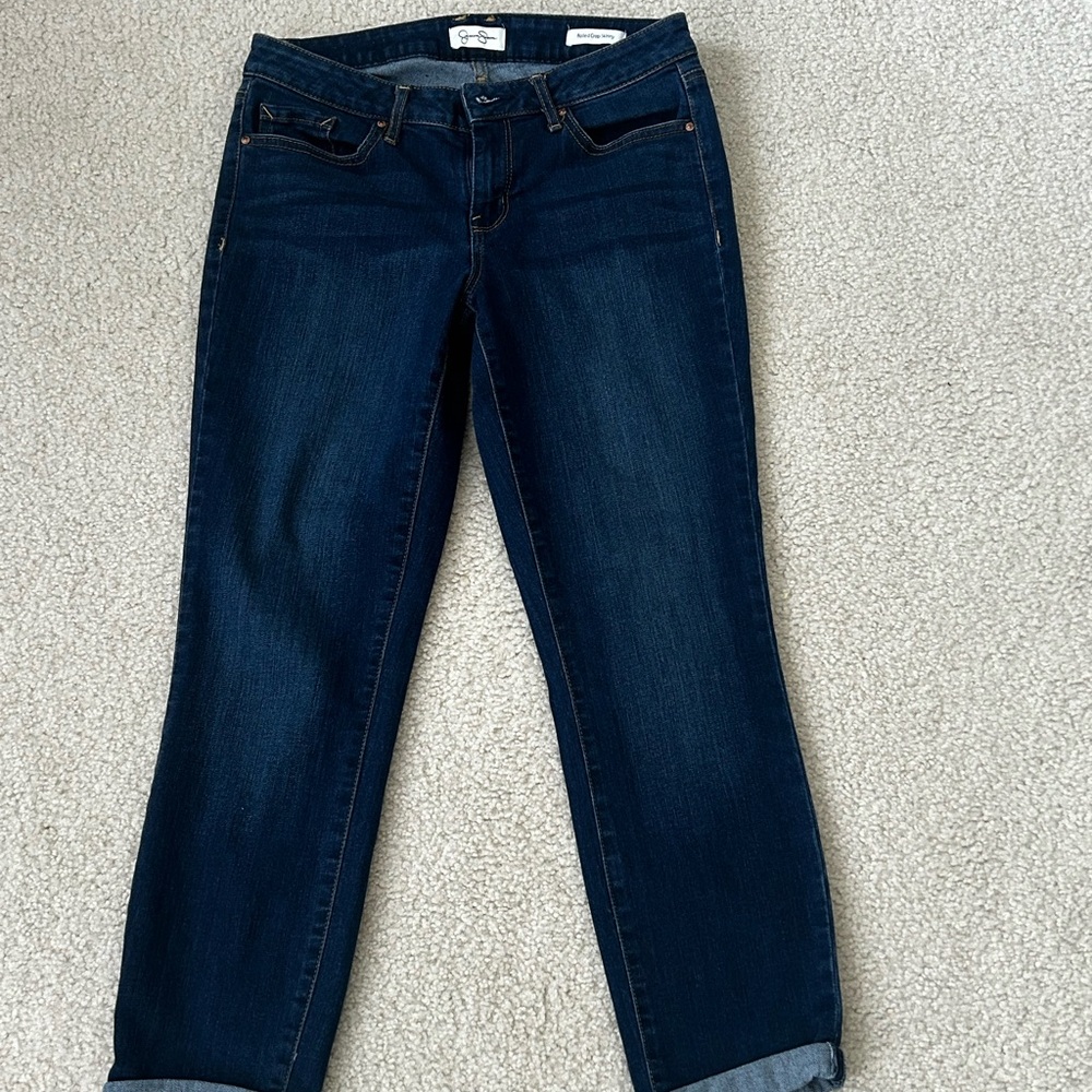 Jessica Simpson rolled crop skinny- dark wash size 8